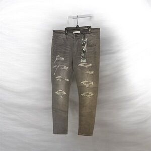 Men's Skinny Distressed Jeans in Gray